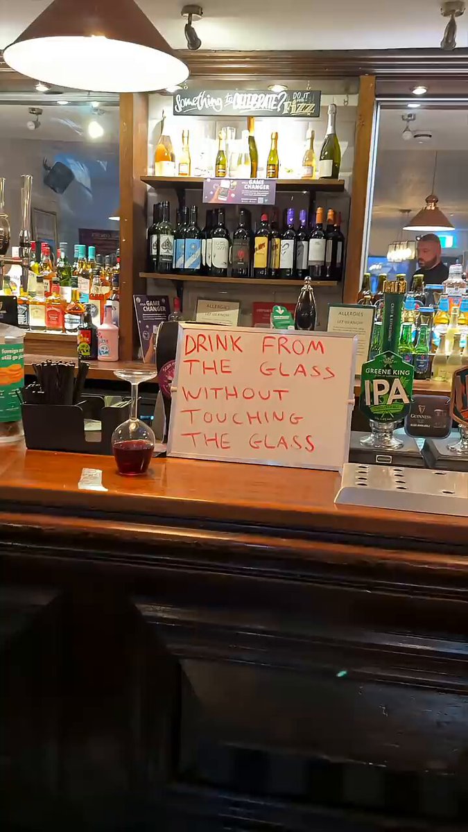 Free drink if you can drink it without touching the glass.