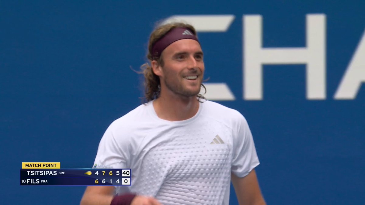 Stefanos Tsitsipas wins three straight sets after dropping the first to No. 10 Arthur Fils, securing a huge first-round win at the US Open 👏