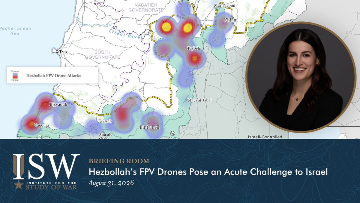 VIDEO: Hezbollah is learning from its past military failures and developing capabilities to deploy FPV drones in current and future campaigns against Israel. In this video, ISW Middle East Team Lead Kelly Campa explains how FPV systems have become a cheap, indispensable tool of warfare and how Hezbollah has deployed FPVs in its most recent campaign against Israeli forces in Lebanon. Hezbollah’s FPV drone threat remains limited for now but is likely to feature in Hezbollah's future campaigns against Israel. The IDF will need to anticipate how Hezbollah’s drone-and-strike complex could evolve over the medium term and develop the appropriate countermeasures to counter the new FPV challenge.