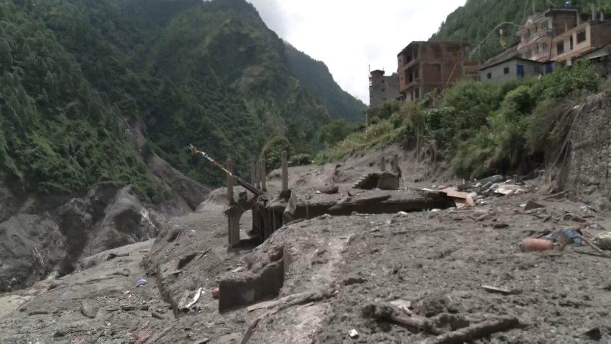 Anderson reports from Syabru Besi, one of the first towns hit by the deadly flood in Nepal which was once a bustling market district.