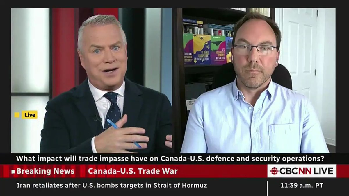 CBC Anchor Andrew Nicholls: "Donald Trump clearly, in his mind, wants Canada to be part of the United States" He asks how we buy a fighter jet from a "hostile administration"