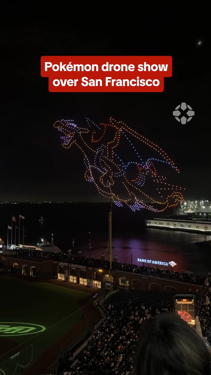 Rayquaza cable car in the sky?! Check out this Pokémon drone show in SF during PokémonXP!