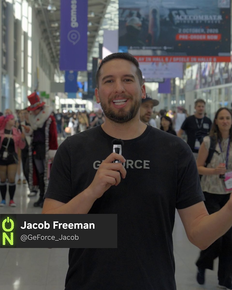 📍GeForce On Location @ gamescom 2026 Jacob Freeman breaks down the biggest announcements live from GeForce On. Catch up on all the latest ✅