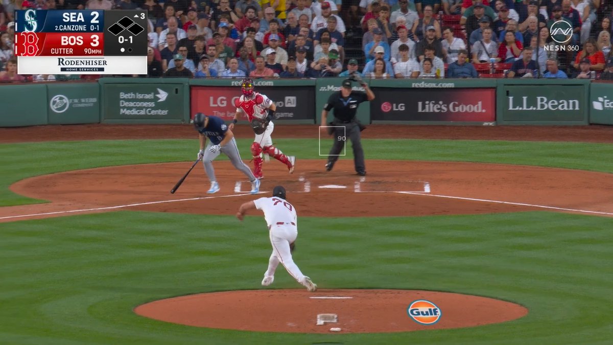 Payton Tolle hugs Dominic Canzone to record the out