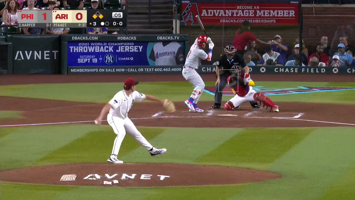 That's a 33-game on-base streak for Bryce Harper