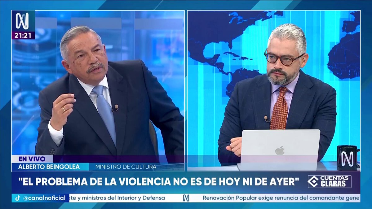 En #CuentasClaras, Alberto Beingolea, ministro de Cultura, sobre ola criminal: "Estamos hablando de un problema de 30 años, el gobierno tiene 30 días. No podemos decir que el gobierno es responsable de lo acaba de pasar" Mantente informado en la WEB ►