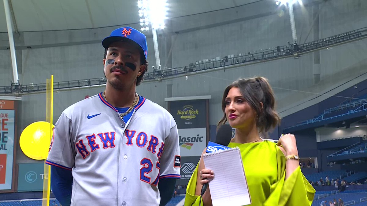 Mark Vientos talked with Michelle Margaux after his home run in the Mets' 3-2 win over the Rays!