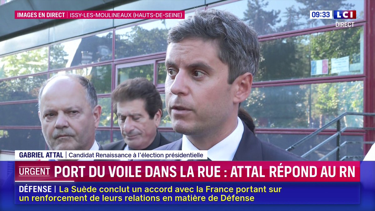 🗣️ "Une femme majeure, qui décide en conscience de porter le voile ne menace pas la République" : Gabriel Attal répond à la proposition du RN