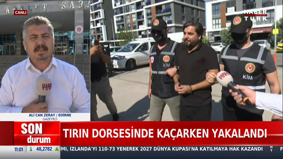 #SONDURUM - Arif Kocabıyık adliyeye sevk edildi. Tırın dorsesinde kaçarken yakalandı.
