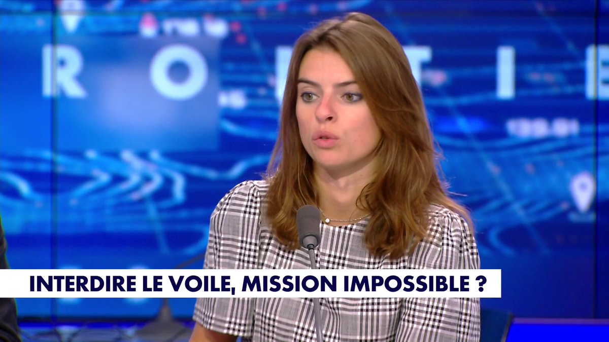 «Le voile n'est absolument pas né dans notre culture», assure Hélène Roué, journaliste politique, après le souhait du RN d'interdire le voile, dans #100Frontières Toute l'info est à retrouver sur