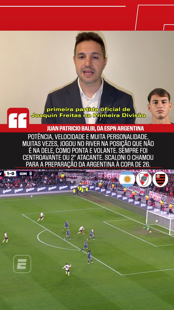 Quem é Joaquin Freitas? Como ele joga? O que esperar dele no Flamengo? Juan Patricio Balbi, jornalista argentino da ESPN, explica quais são as virtudes do novo jogador do Rubro-Negro recém-contratado junto ao River Plate! #ArgentinoNaESPN #FutebolNaESPN Juan Patricio Balbi