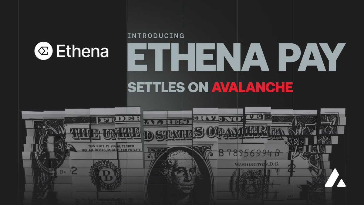 BREAKING: Digital dollar giant Ethena launches global Neobank, built exclusively on Avalanche Ethena Pay brings everyday banking onchain, with Avalanche powering the rails behind it. Save, send and spend USDe anywhere in the world, directly from your phone. Ethena already has a major footprint across global finance, with USDe as the primary collateral for Robinhoodโs crypto earn product, integrations with BlackRockโs Aladdin platform overseeing ~$25T in assets, and availability across 100+ venues and protocols. More than 5 billion adults globally already use financial accounts, making banking one of the largest addressable markets in the world. Now, Avalanche is powering the new, digital generation of banking. The next generation of banking is being built on Avalanche.