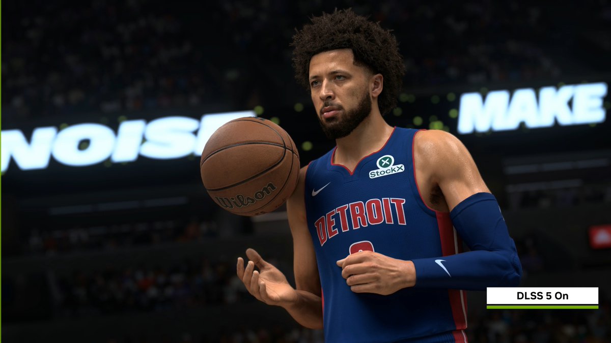 DLSS 5 with 3D-Guided Neural Rendering is coming to NBA 2K27 on September 3rd! The developers at Visual Concepts used it to achieve more lifelike materials and lighting with improved contact shadows, ambient occlusion, skin subsurface scattering and more 🏀
