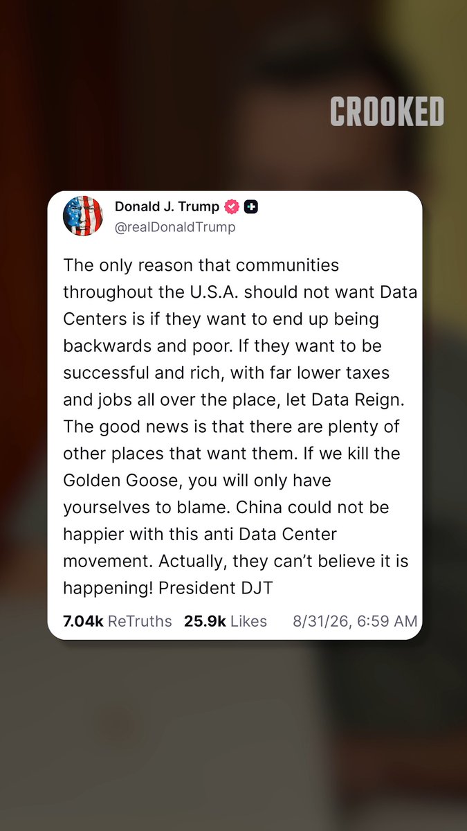 “The only reason that communities throughout the U.S.A. should not want Data Centers is if they want to end up being backwards and poor.” –Donald Trump