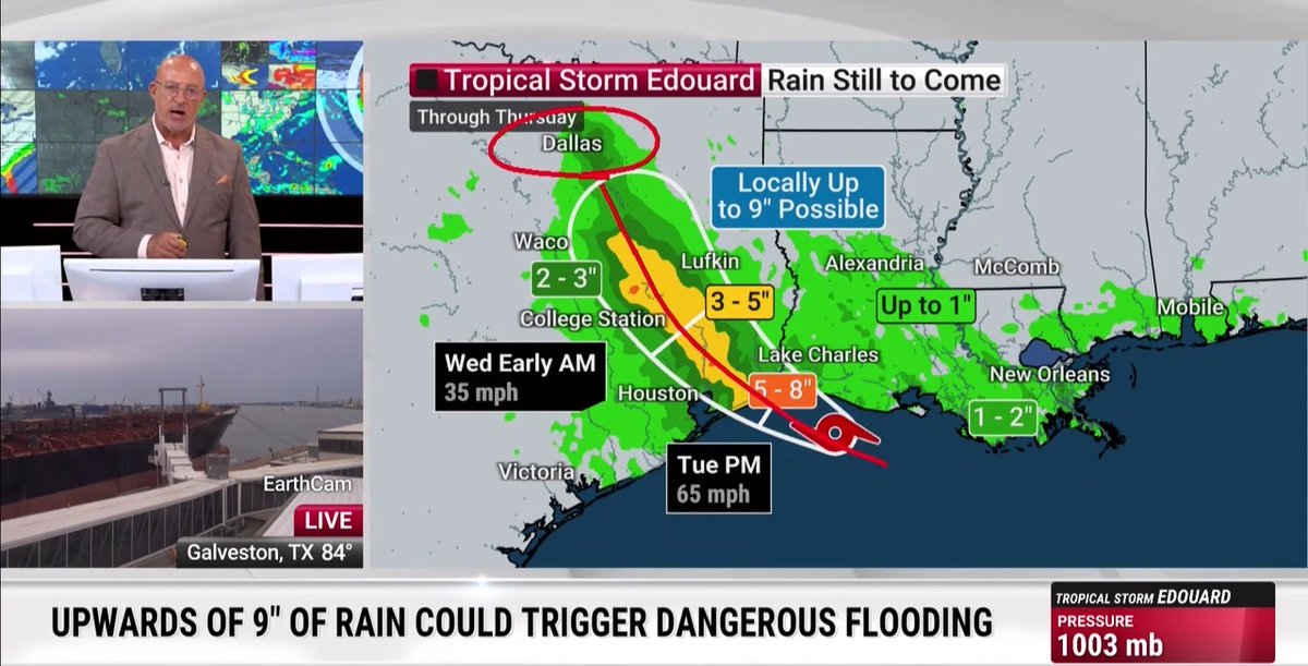 Tropical Storm Edouard is closing in on the Texas-Louisiana coast. Meteorologist Jim Cantore breaks down the latest data and what to watch for ⬇️