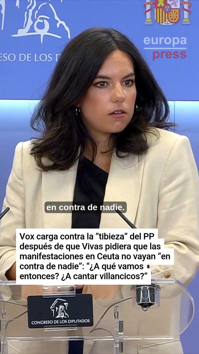 Vox carga contra la “tibieza” del PP después de que Vivas pidiera que las manifestaciones en Ceuta no vayan “en contra de nadie”: “¿A qué vamos entonces? ¿A cantar villancicos?”