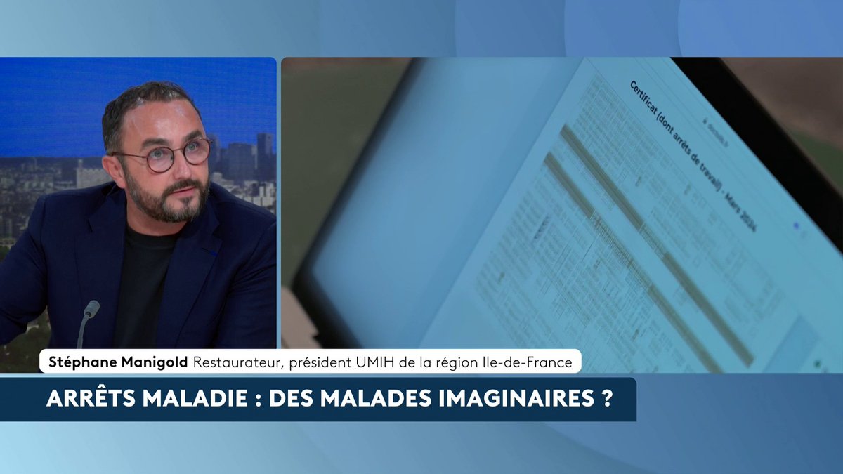 🔴 Arrêts maladie, trop d'abus ? 🗣️ "Dans une petite entreprise, quel est l'impact ? Finalement quand un salarié n'est pas là, le premier qui trinque c'est le dirigeant", estime Stéphane Manigold 🇫🇷, restaurateur et président UMIH Île-de-France. 📺 Alexandra Uzan 📺 #LeScanInfo #canal16