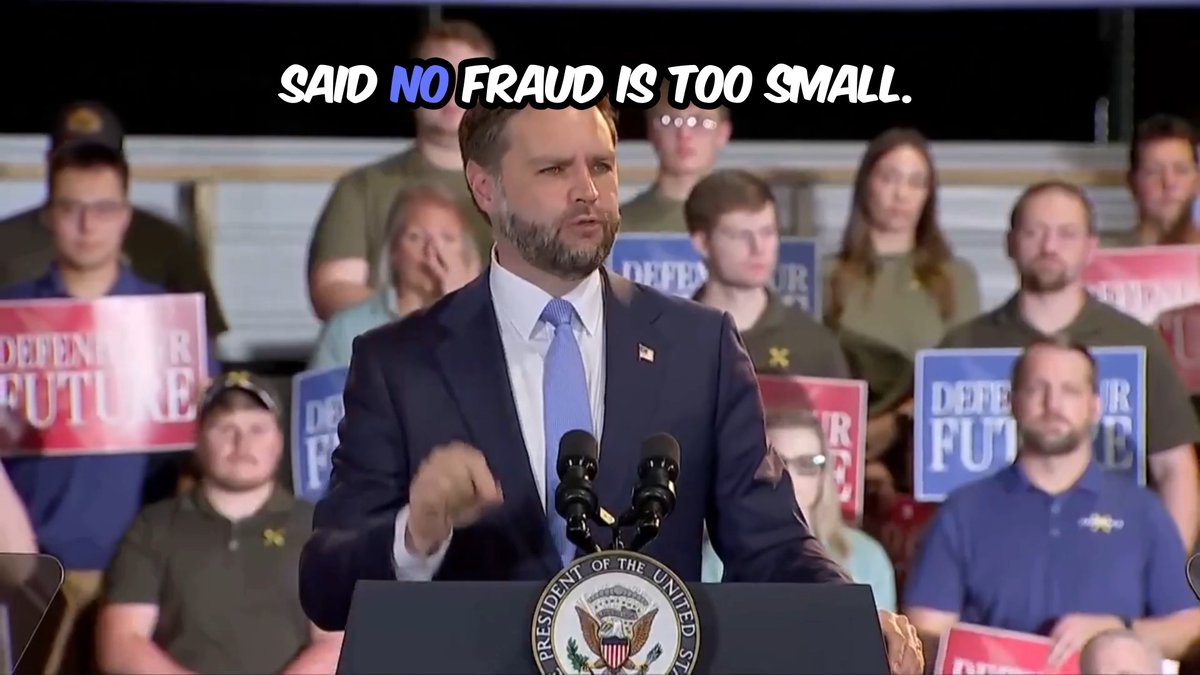 JD Vance at a rally in Maine: “No fraud is too small. If you are defrauding the American taxpayer, we’re going to be doing everything that we can to put you in prison and send a message to the other fraudsters: The gig is up -- commit fraud against America and go to jail.” Who the hell is he kidding? He forgot we’ve been keeping receipts. His clownishly corrupt regime has pardoned more fraudsters that robbed Americans than any in history. Setting aside the fact that Trump was convicted of fraud, here is an insanely long list of all the people who committed fraud and were pardoned by Trump: Rod R. Blagojevich [Wire fraud under color of official right (8 counts)] Brian Kelsey [Conspiracy to defraud the United States] Devon Archer [Conspiracy to commit securities fraud; securities fraud] Trevor Milton [Securities fraud; wire fraud (2 counts)] Jason Galanis [Conspiracy to commit securities fraud (2 counts); securities fraud; investment adviser fraud] Ozy Media, Inc. [Conspiracy to commit securities fraud; conspiracy to commit wire fraud] Carlos Roy Watson [Conspiracy to commit securities fraud; conspiracy to commit wire fraud] Michele Fiore [Conspiracy to commit wire fraud; wire fraud (6 counts)] Scott Howard Jenkins [Honest services mail fraud; honest services wire fraud (3 counts)] Julie Chrisley [Conspiracy to commit bank fraud; bank fraud (5 counts); wire fraud] Todd Chrisley [Conspiracy to commit bank fraud; bank fraud (5 counts)] Lawrence S. Duran [Conspiracy to commit health care fraud; health care fraud (11 counts)] Michael Gerard Grimm [Aiding/assisting preparation of false and fraudulent tax returns] Marian I Morgan [Conspiracy to defraud the United States; wire fraud (7 counts); transfer of funds taken by fraud (5 counts)] John G. Rowland [Conspiracy to defraud the United States] Charles Overton Scott [Conspiracy to commit securities fraud; securities fraud] George Anthony Devolder Santos [Wire fraud] Glen Casada [Conspiracy to defraud the United States; honest services wire fraud (4 counts); use of fictitious name to carry out a fraud] Cade Cothren [Conspiracy to defraud the United States; honest services wire fraud (6 counts)] Robert Henry Harshbarger, Jr. [Health care fraud] Joseph Lewis [Conspiracy to commit securities fraud; securities fraud (2 counts)] David Gentile [Conspiracy to commit securities fraud; conspiracy to commit wire fraud; securities fraud; wire fraud (2 counts)] Enrique Roberto Cuellar [Honest services wire fraud; honest services wire fraud conspiracy] Imelda Rios Cuellar [Honest services wire fraud; honest services wire fraud conspiracy] Jacob Deutsch [Conspiracy to commit mail fraud and wire fraud] Adriana Isabel Camberos [Conspiracy to commit wire and mail fraud; wire fraud (7 counts)] Andres Enrique Camberos [Conspiracy to commit wire and mail fraud; wire fraud (7 counts)] Julio M. Herrera Velutini [Honest services wire fraud (2 counts)] David Levy [Conspiracy to commit securities fraud; securities fraud] Hollie Ann Nadel [Conspiracy to commit money laundering and bank fraud] Mark T. Rossini [Honest services wire fraud] Wanda Vazquez Garced [Honest services wire fraud] Terren Scott Peizer [Securities fraud; insider trading (2 counts)] Timothy S. Smith [Conspiring to defraud the Internal Revenue Service] Stephen E. Buyer [Securities fraud (4 counts)] Joshua L. Davis (Conspiracy to defraud the United States and violate the Clean Air Act) Matthew Sidney Geouge [Conspiracy to defraud the United States and violate the Clean Air Act; tax evasion] Adam R. Kidan [Conspiracy to commit wire fraud and mail fraud; wire fraud] Danny Preston Conrad [Embezzling by postal employee] Jack Charles Harvard [False statement to a federally insured bank, and aiding and abetting] Jeremy Young Hutchinson [Conspiracy to commit bribery; aiding and abetting filing of false income tax return; conspiracy; criminal forfeiture]