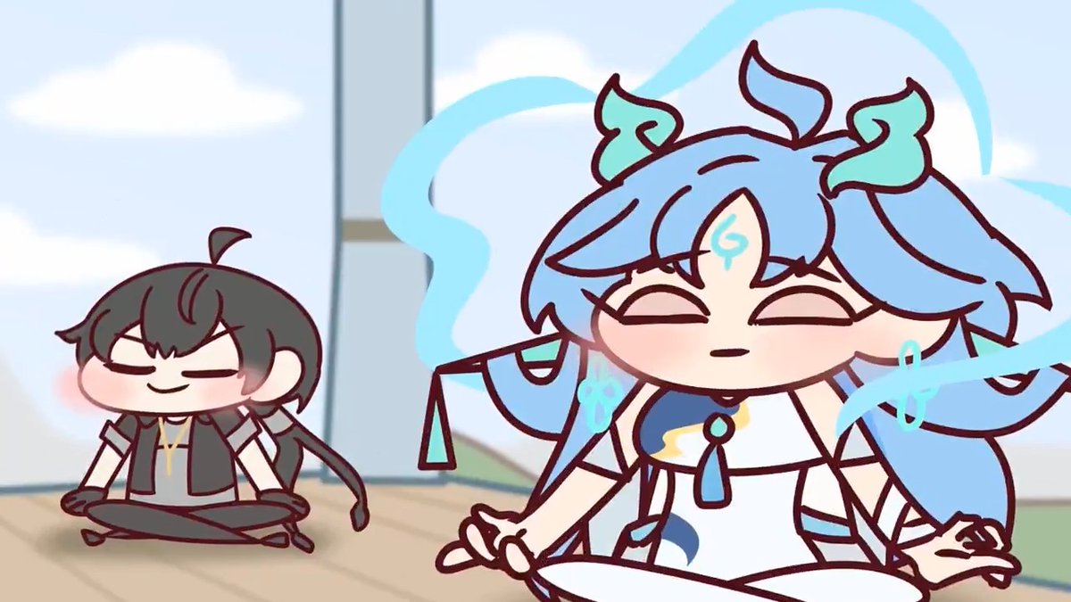 An animation for Rover, Qingxiao and Yangyang from game Wuthering Waves. Master Qingxiao teaching session have some unexpected moment but Rover seem very enjoy it. P.s: Well..Enjoy the animation :. #WutheringWaves #qingxiao #wuwacreator