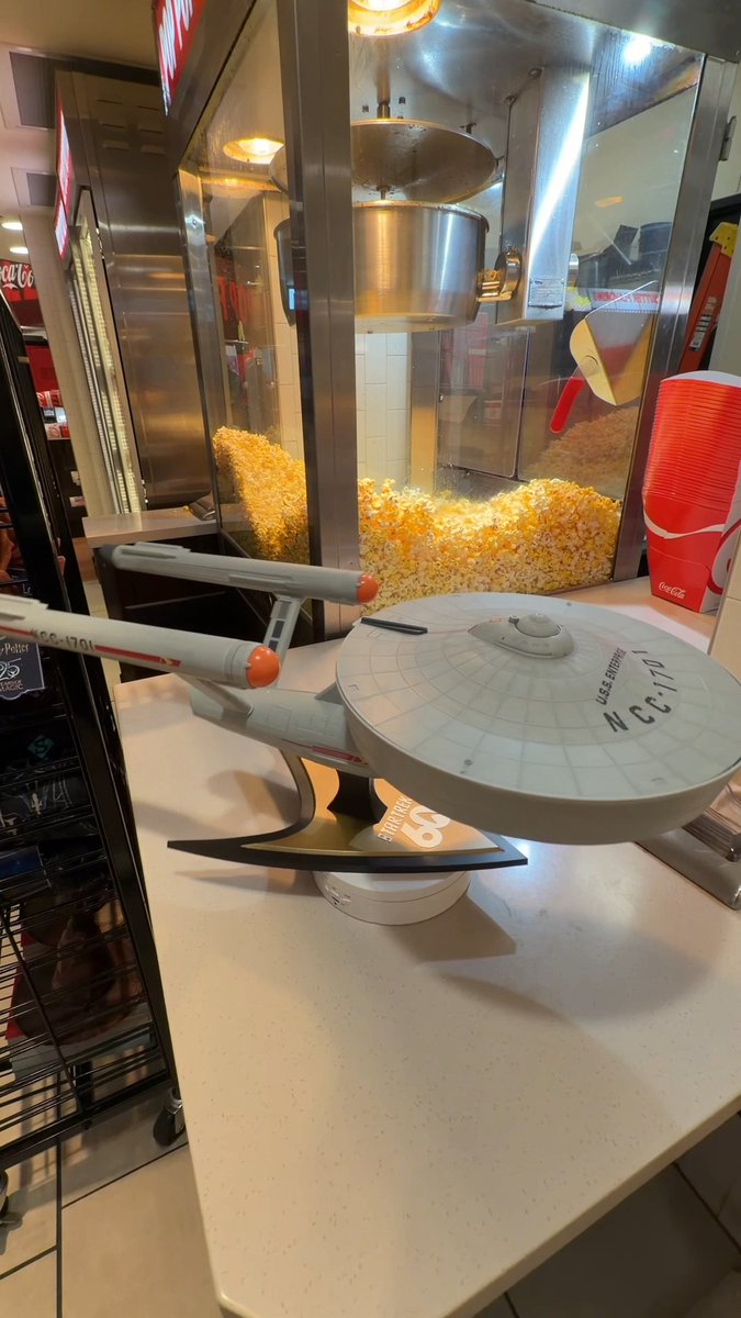 Our Star Trek 60th Anniversary Enterprise container ship and popcorn tin are NOW AVAILABLE in theatres! 🍿🖖