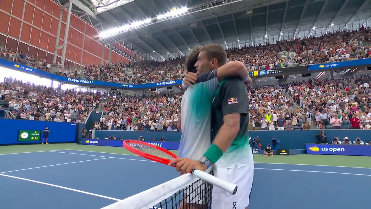 No quit ❤️🔥 Flavio Cobolli comes back from two sets down for the first time in his career to pull off a five-set stunner!