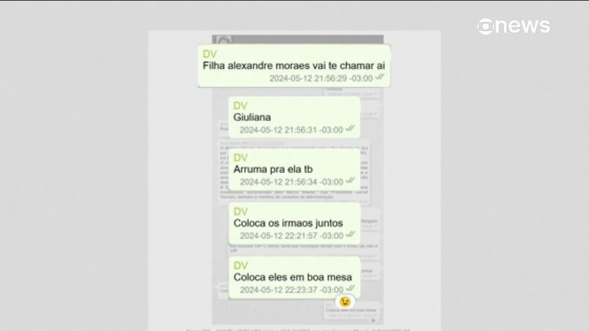 Em troca de mensagens, Vorcaro pede ingressos para filha de Moraes em evento. ➡️ #GloboNewsMais - de segunda a sexta, às 16h, na #GloboNews. Assista na TV e no Globoplay