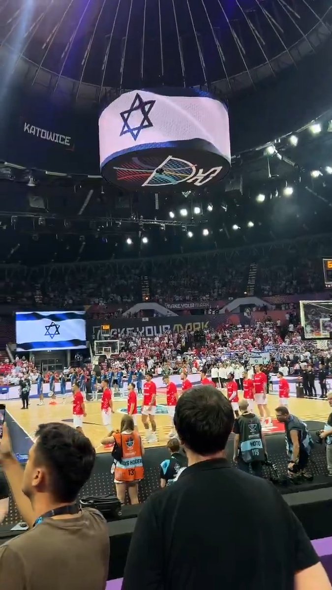 Polish fans booed the Israeli anthem during a basketball match between Israel 🇮🇱 and Poland 🇵🇱. Targeting a group of athletes under the guise of protest is not protest, but bigoted hate. It only shows your true colors.
