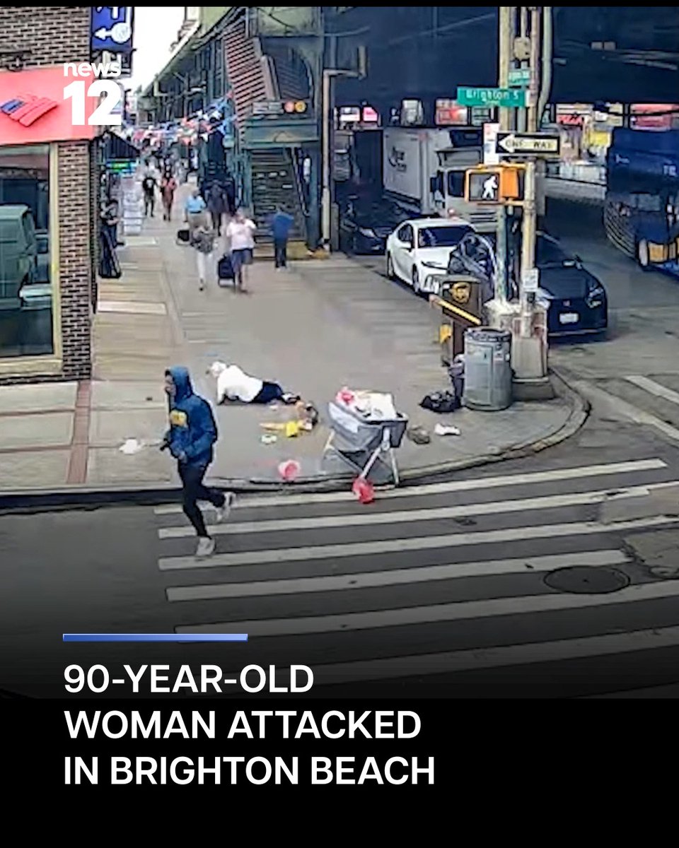 🚨🇺🇸 A man ran out of the Brighton Beach subway station, grabbed a container full of trash, and HURLED it at an innocent 90-YEAR-OLD woman on the sidewalk Completely random attack at 10 in the morning She was hospitalized and he ran off Honestly, at what point does New York decide this isn't acceptable anymore? Writer: Daniel