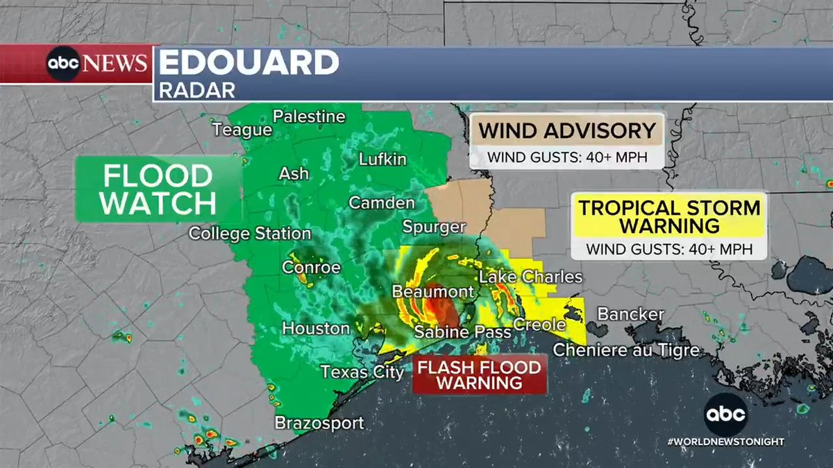 Approximately 40 million Americans in the Northeast are on alert for severe storms that could bring damaging winds, large hail and brief tornadoes. Ginger Zee has the forecast and tracks Tropical Storm Edouard along the Gulf Coast.
