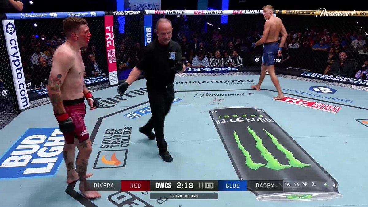 Kerry Hatley calls this one off in R3 💪 Adam Darby walks away with the TKO! [ #DWCS | LIVE on Paramount+ ]