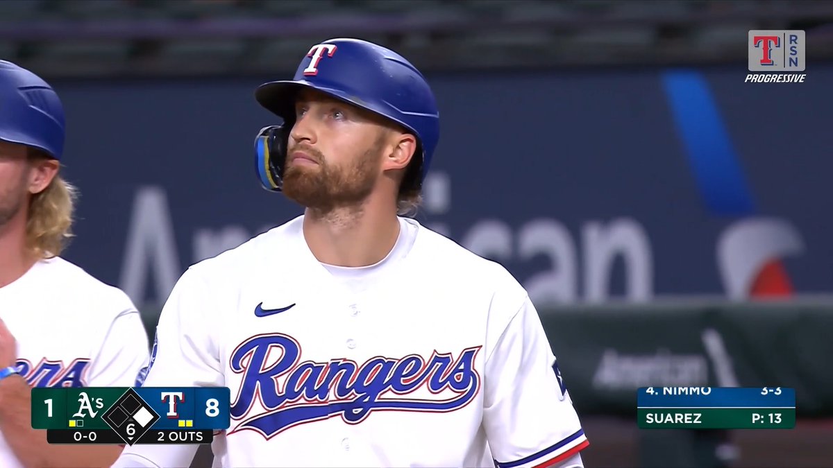 🔥 4 HITS 🔥 5 RBI Brandon Nimmo is feeling it! #AllForTX
