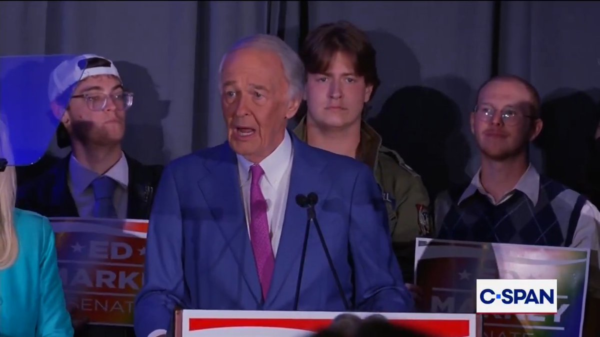 .Ed Markey (D-MA) delivered victory remarks after defeating Rep. Seth Moulton (D-MA) in the Democratic primary for Massachusetts's Senate seat: "We need to tax the rich, block the bombs and stop data centers from polluting our community."