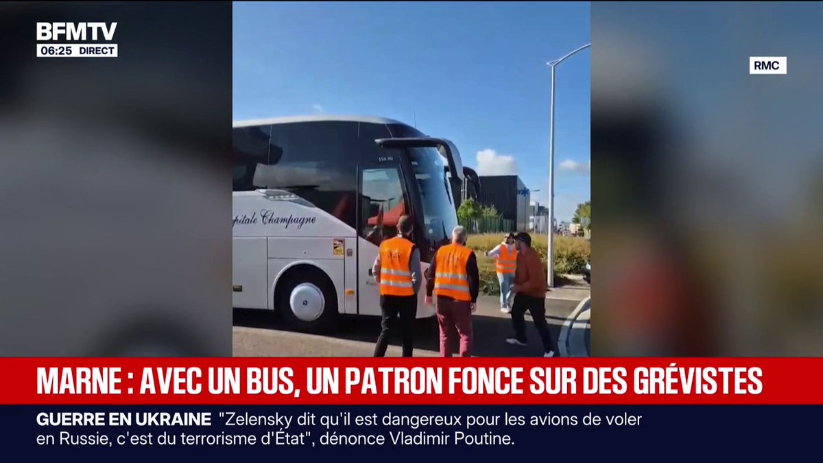 Marne: avec un bus, un patron fonce sur des grévistes