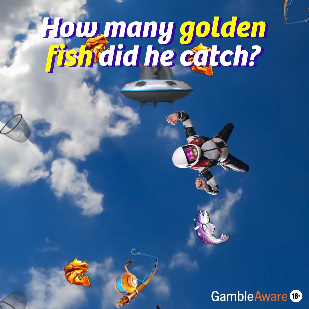 Eyes on the sky! 👀 Our fearless fisherman has taken the plunge – count how many golden bass he catches and you could 𝐰𝐢𝐧 𝐚 £𝟓𝟎 𝐀𝐦𝐚𝐳𝐨𝐧 𝐯𝐨𝐮𝐜𝐡𝐞𝐫. ________________ Big Bass by Pragmatic Play Three randomly selected winners will be announced on 21st September to win a £50 Amazon voucher each. Vouchers are not exchangeable. 