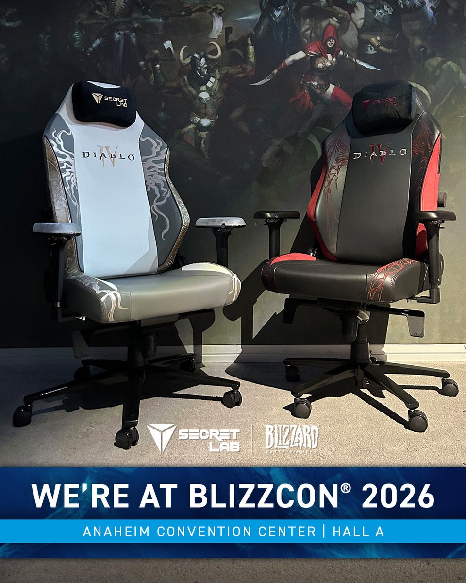 We’re back at BlizzCon® 2026! On September 12–13, visit the Secretlab booth at the Anaheim Convention Center and experience our chairs, desks, and accessories in person. Explore collections inspired by World of Warcraft®, Overwatch®, and Diablo, discover event-exclusive loot, and try your luck with the Murloc Pillow Blind Box for a 1 in 10 chance to pull the limited edition murloc. Select products will also be available for cash and carry. See you in Anaheim! #BlizzCon