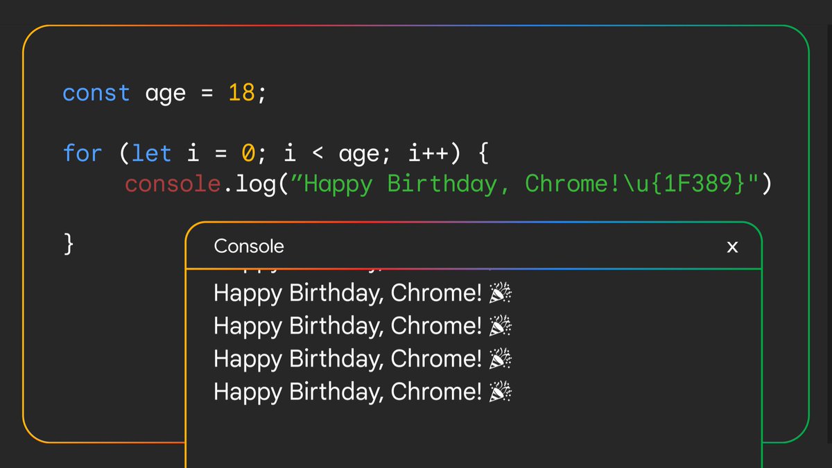 🎈 Chrome turns 18 today! From our early Windows XP launch to reaching billions across mobile platforms, it’s been an incredible journey. We couldn't have done it without the global developer community. What’s your favorite feature or memory from developing for Chrome over the years?