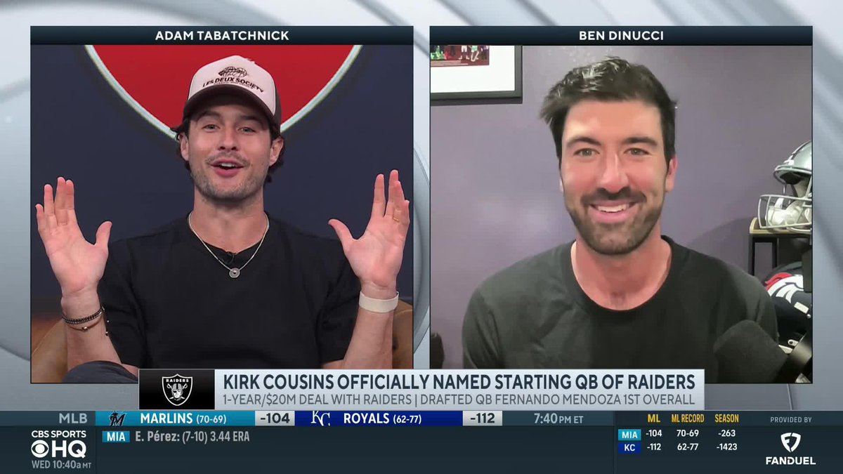 "There's a serious learning curve that takes place from college to the NFL." Ben DiNucci on Raiders officially naming Kirk Cousins QB1 over No. 1 pick Fernando Mendoza.