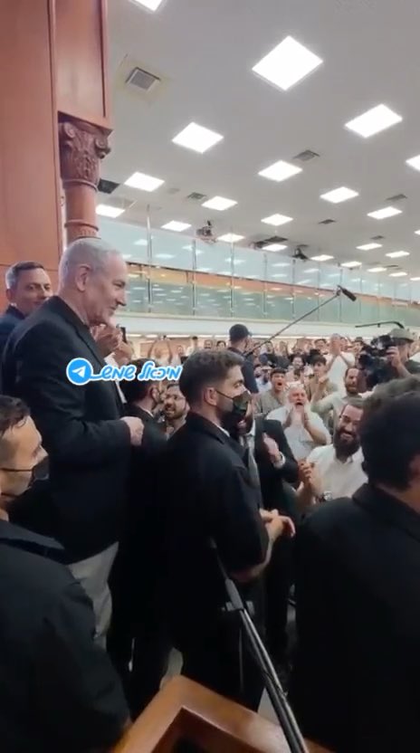 Netanyahu visited today an ultranationalist Yeshiva & the students and faculty sang for him a song about taking revenge of Palestinians. It's a popular song among what's called "the hilltop youth" - the settlers who conduct terror attacks against Palestinians in the West Bank