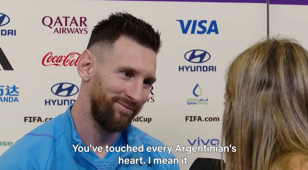 "You’ve touched every Argentinian’s heart. I hope you carry that in your heart, because it’s more important than the World Cup.” Never forget this emotional Lionel Messi interview at the 2022 FIFA World Cup 🥺 📺 Captains of the World