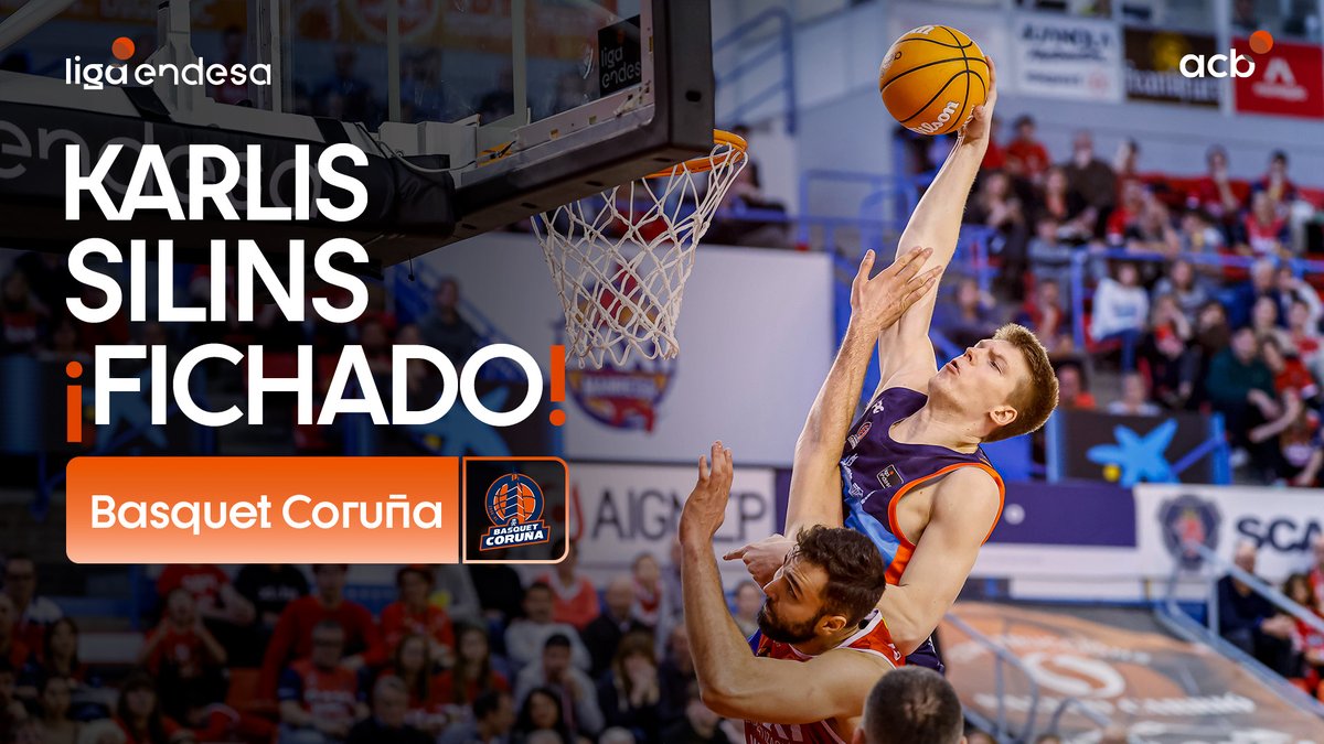 Un 𝙜𝙞𝙜𝙖𝙣𝙩𝙚 vuelve a pintura del Coliseum 🤜🏼 El pívot letón Karlis Silins regresa a las filas de Leyma Leyma Basquet Coruña 🍊 para aportar contundencia a los aros de los de Carles Marco. #MercadoACB | #LigaEndesa