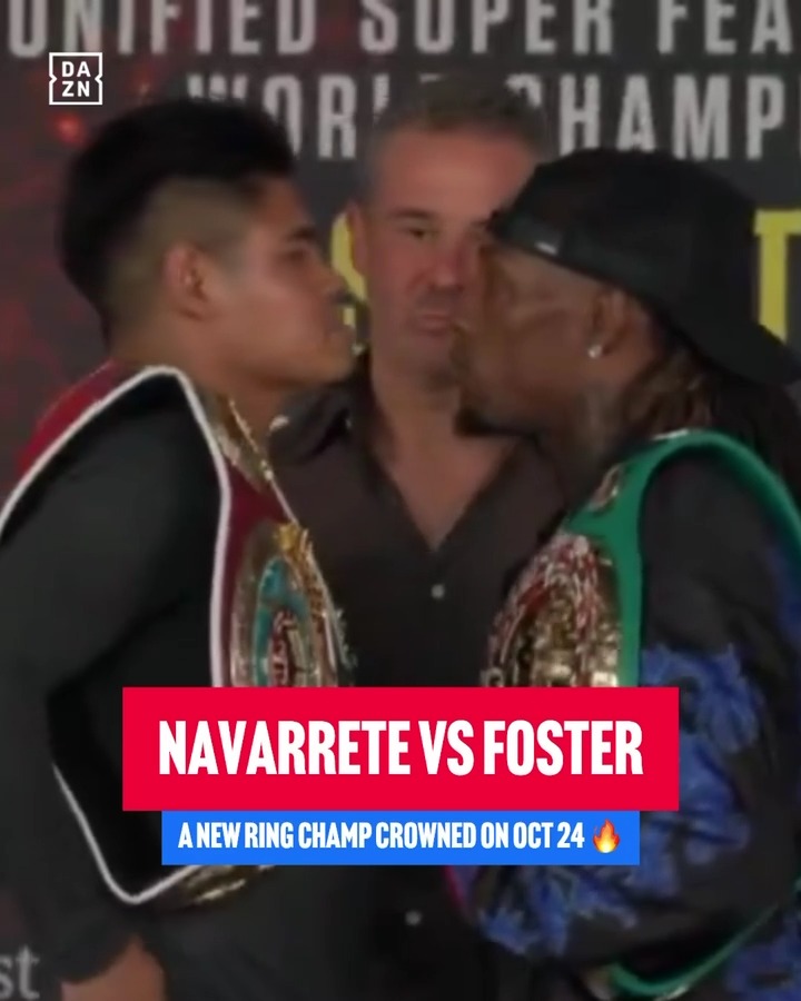 Emanuel Navarrete and O’Shaquie Foster come face-to-face ahead of their Ring and unified junior lightweight title clash on October 24th on DAZN 🔥🧊