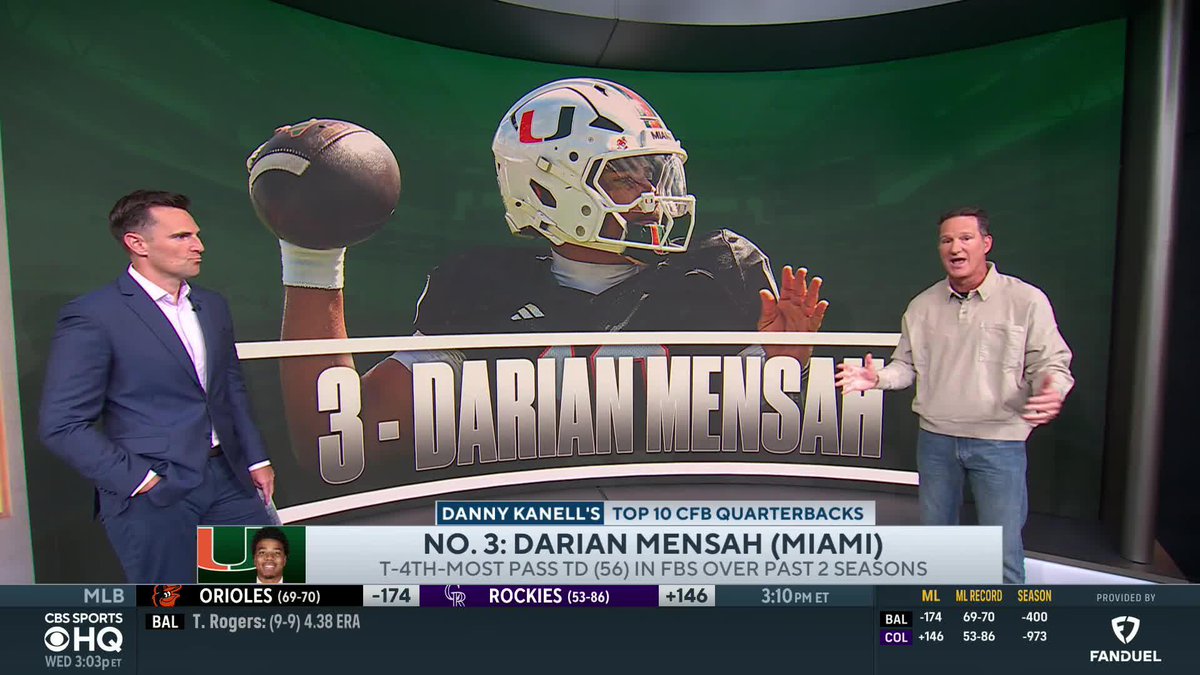 "I think this is an UPGRADE over Cam Ward, over Carson Beck." Danny Kanell on Miami QB Darian Mensah.