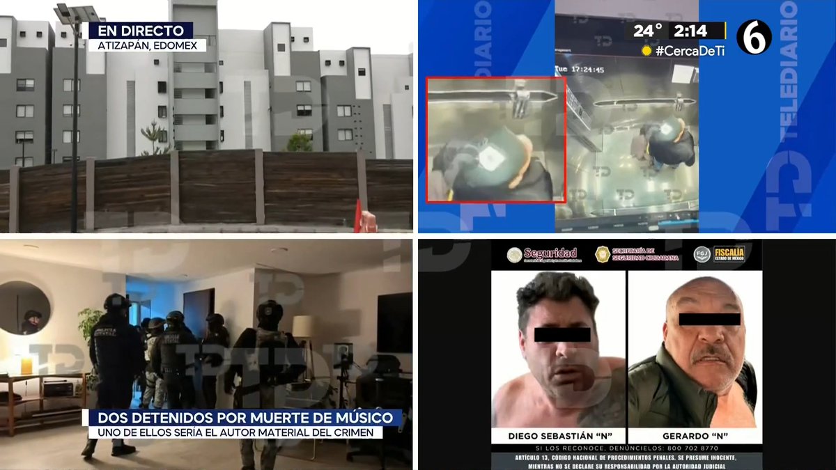 ▶️ #ÚLTIMAHORA | Detienen a dos por el asesinato de Jonathan Meléndez, tecladista de Camilo Séptimo, y parte de su familia; uno de ellos sería el autor material del crimen. 📺 #TelediarioMediodía con ANA GABY BALDERAS, César García y Javier Suárez ⭐