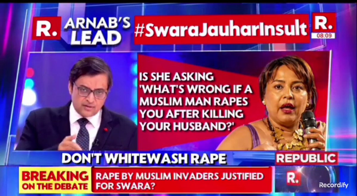 Arnab Goswami - "Why Swara Bhaskar never talks about Ha*ala? Why she never talks about Triple Talaq? What is her complusion? She met Malauna Sajjad Nomani who is known for his misogynist views"