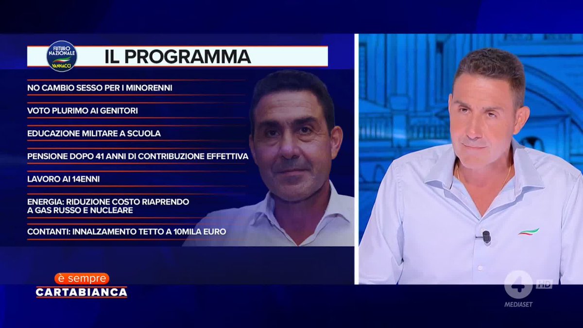 Educazione militare a scuola, la proposta di Roberto Vannacci: "La scuola serve a promuovere la cittadinanza attiva e il cittadino deve assolvere ai doveri costituzionali tra i quali c'è anche la difesa della patria" #ÈsempreCartabianca