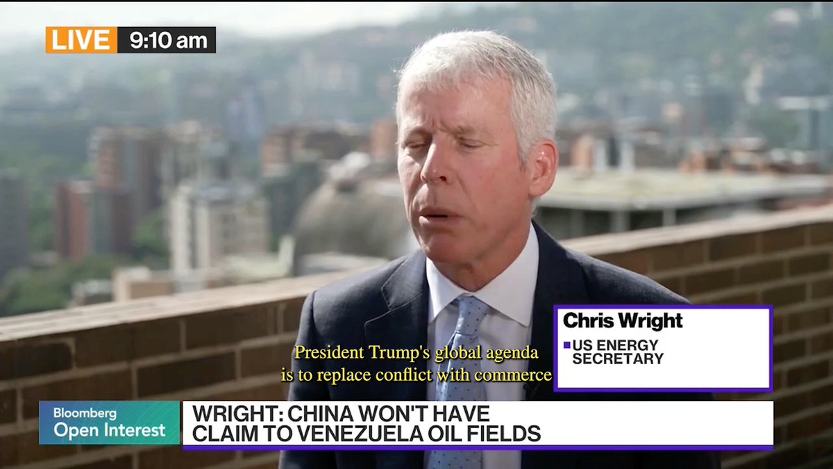 .Secretary Chris Wright in Venezuela: “The growth in production in Venezuela is simply tremendous for America…whether you're buying gasoline or diesel or flying out on a vacation or heating your home.”