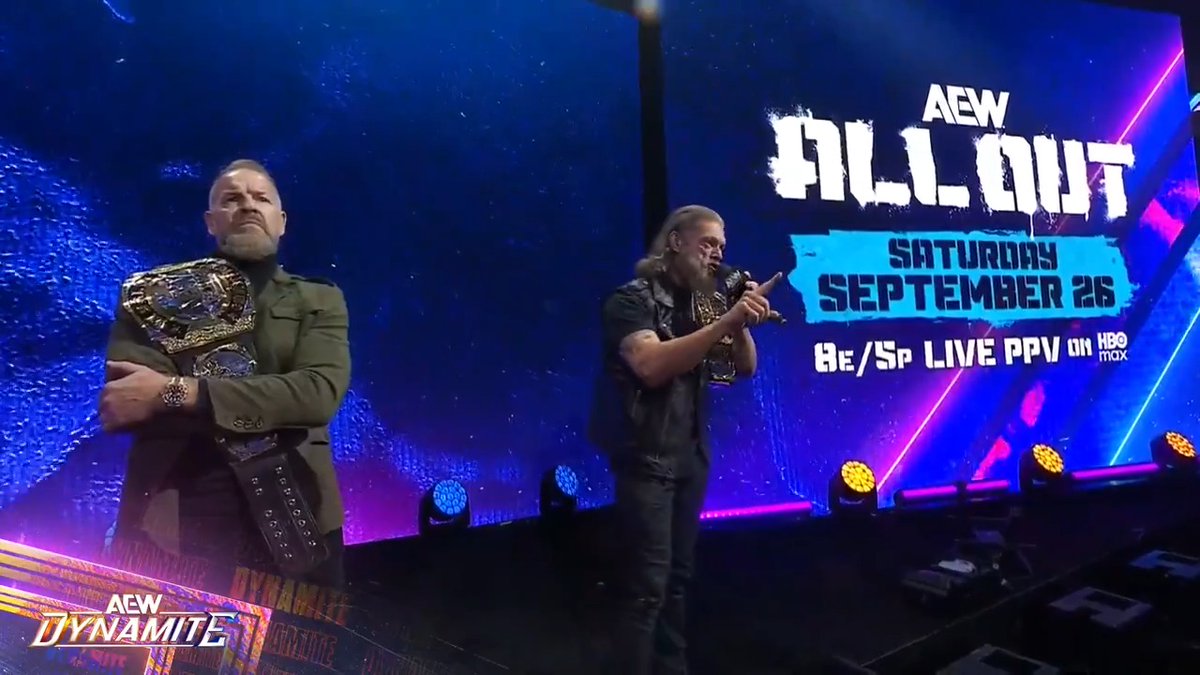 AEW World Tag Team Champions Adam Copeland & Jay 'Christian' Reso want a 3-Way Match against @YoungBucks & FTR at #AEWAllOut involving chairs, tables and ladders! Watch #AEWDynamite LIVE on TBS & HBO Max
