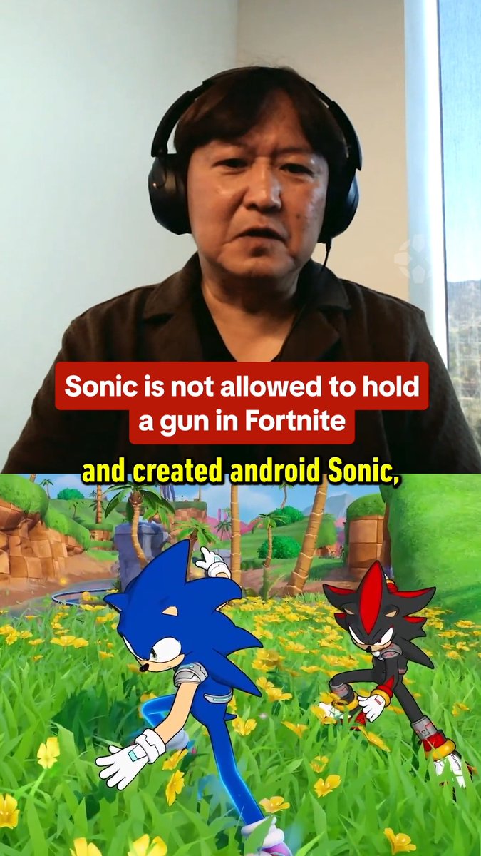 Sonic Team's Takashi Iizuka says they created "android Sonic" for Fortnite because the real Sonic will never hold a gun.