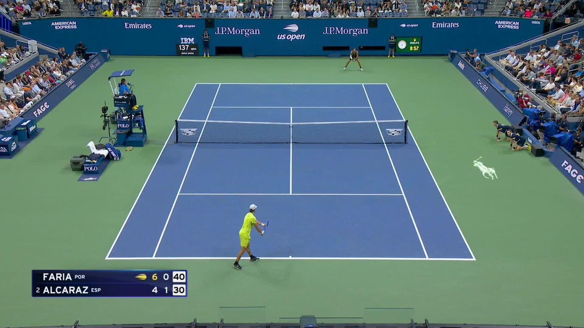 Hello, Carlos! He gets an early break in the second set and is back in business.