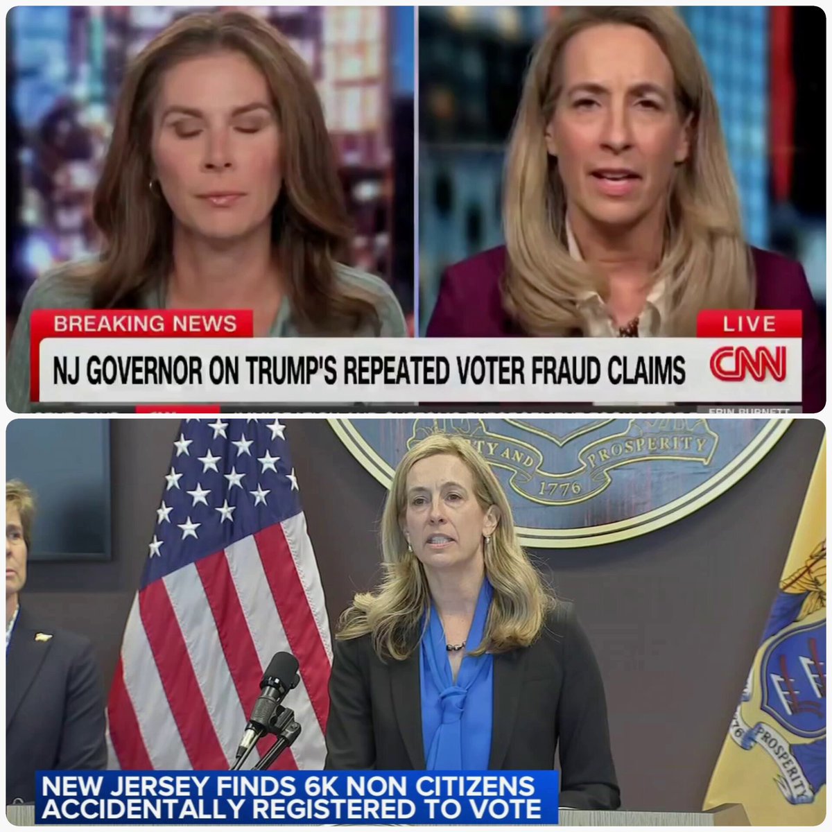 How can Governor Mikie Sherrill say that there’s no evidence of voter fraud when she was the one that exposed 6,600 non-citizens on the New Jersey voter rolls &amp; 400 of them voted?